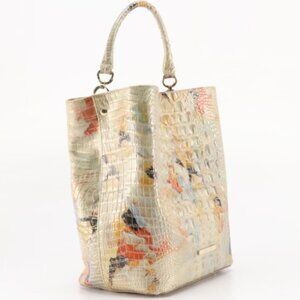 Brahmin Amelia Two-Way Bucket Bag in Oasis Melbourne Croc Embossed Leather